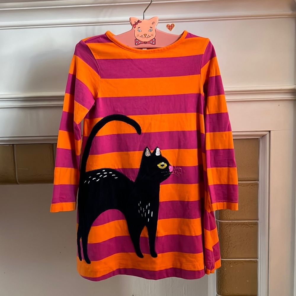 Mini Boden Halloween Black Kitty Dress